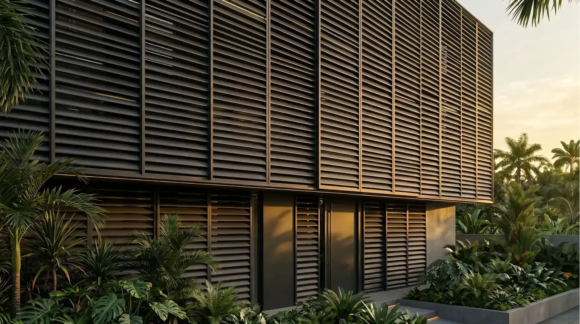 Sistem louver aluminium adjustable untuk halaman produk Aluminium Louvers